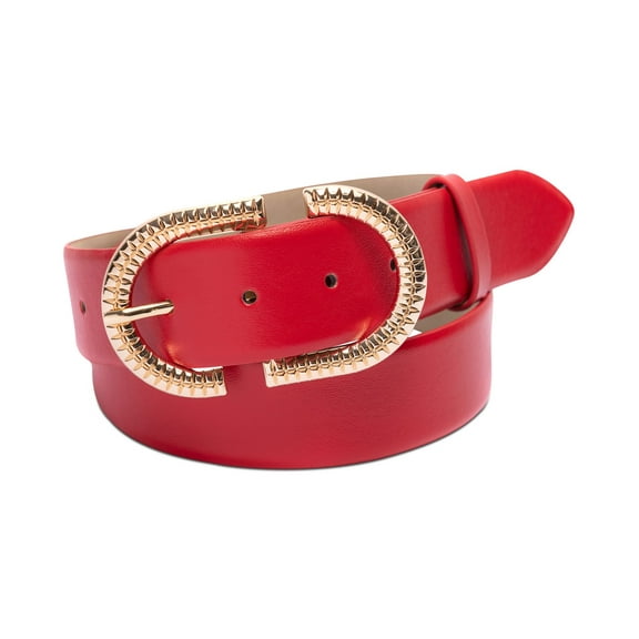 Inc International Concepts Womens Textured Buckle Belt (Wine, S)