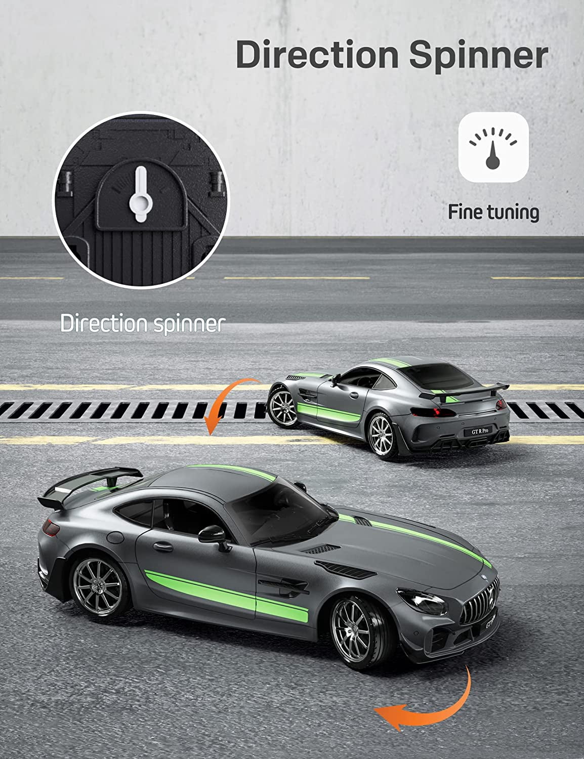 MIEBELY Remote Control Car, Mercedes Benz 1/16 Scale Official Authorized GT R Pro Rc Cars 7.4V 500mAh Rechargeable Battery 2.4Ghz Rc Drift Cars W/LED Toy Car Birthday Gift for Boys Kids Adults Age 6+