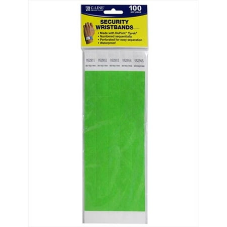 C-Line Products 89103BNDL2PK DuPont Tyvek Security Wristbands Green 100-PK - Set of 2 PK