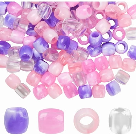 1 Box 120Pcs Colorful Braid Beads Loc Hair Beads with 5mm Hole Plastic Tube Imitation Pearl European Loose Spaces for Dreadlock Accessories DIY Crafts Hair Clips Decoration Jewelry Making Gold