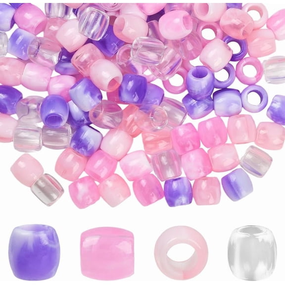 1 Box 120Pcs Colorful Braid Beads Loc Hair Beads with 5mm Hole Plastic Tube Imitation Pearl European Loose Spaces for Dreadlock Accessories DIY Crafts Hair Clips Decoration Jewelry Making Gold