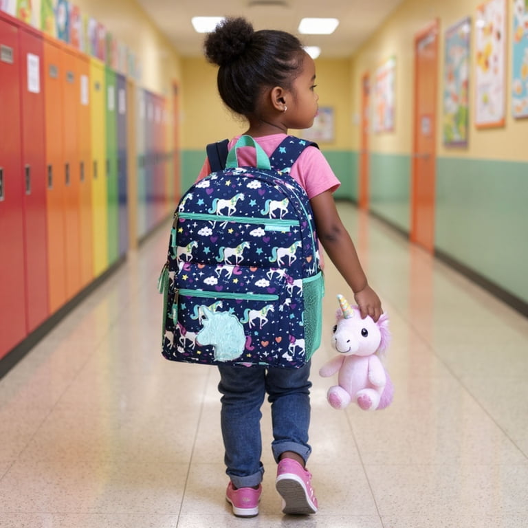Trailmaker 17" Plush Unicorns Backpack, Colorful Print photo 7