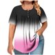 thumbnail image 1 of Tops de Tamaño Más de las Mujeres, Manga Corta de Tamaño Más, Cuello Redondo Botón Arriba Plisado Superior, 1 of 6