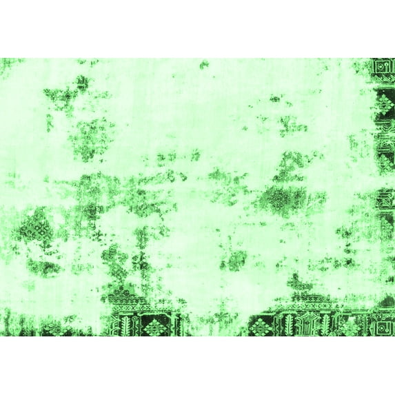 Ahgly Company Indoor Rectangle Abstract Emerald Green Modern Area Rugs, 2' x 3'