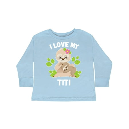 

Inktastic Cute Sloth I Love My Titi with Green Leaves Gift Toddler Boy or Toddler Girl Long Sleeve T-Shirt
