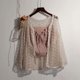 thumbnail image 3 of Women Flare Long Sleeve Knitted Cardigan Hollow Out Crochet Mesh Net Open Front Cropped for Jacket Thin Beach Cover Up T apricot, 3 of 4