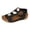 Black, variant on Womens Orthopedic Platform Wedge Dressy Sandals Comfortable Leather Hollow out Arch Support Mid Heels Walking Sandals Fashion Casual Beach Gladiator Dress Summer Shoes Black Size 8