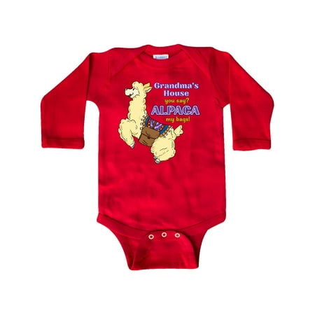

Inktastic Cute Jumping Alpaca-Grandma s House You Say ALPACA my bags! Gift Baby Boy or Baby Girl Long Sleeve Bodysuit