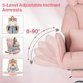 thumbnail image 3 of Hoffree Criss Cross Office Chair with Reversible Armrests, Big and Tall Desk Chair with Footrest, Reclining Ergonomic Computer Chair with Adjustable Headrest, Executive Fabric Chair for Home, Pink, 3 of 10
