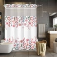 thumbnail image 5 of Pastoral Flower No Hooks Shower Curtain with Snap-in Liner Pink Flower Watercolor Plant Leaf Shower Curtains for Bathroom, Waterproof, Easy Install, Washable 72"x84", 5 of 9