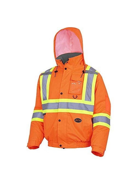 Hi Vis Safety Bomber for Men - Waterproof Winter Jacket with Reflective Tape - Rated to -21C - ANSI Class 3 - Orange