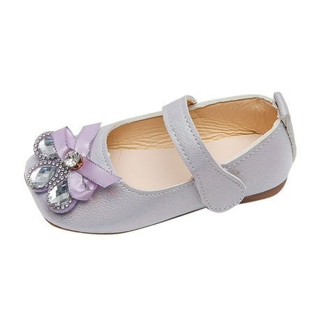 

TAIAOJING Girls Flat Dress Shoes Shoes Solid Color Ribbon Bow Flat Dress Non-Slip Shoe