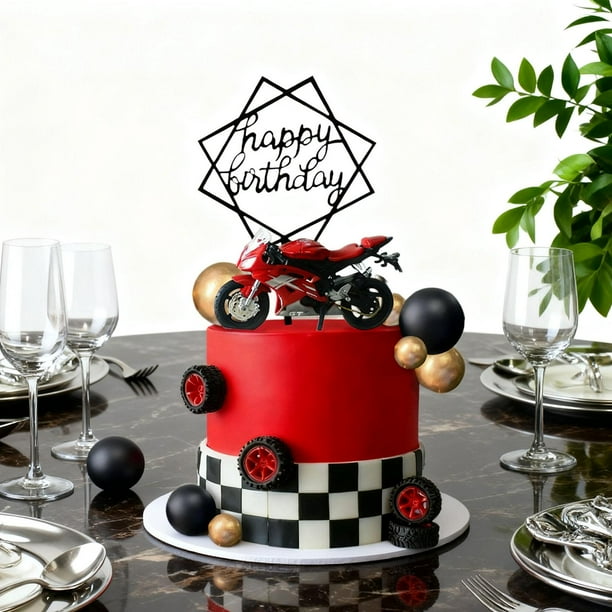 Adorno para Tarta de Cumpleaños con Temática de Motocicletas, Palillos para Carreras de Motos, Artículos de Decoración para Fiestas, Tema de Motocicle Estilo F