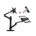 thumbnail image 1 of Aluminum Silver Ergonomics 10"-17" Desk Laptop Stand 32" Monitor Desktop Bracket Computer Mount Full Motion Column Bar ,Easy to Use, 1 of 7