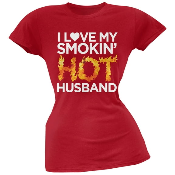 Valentine's Day Smokin Hot Husband Red Soft Juniors T-Shirt - X-Large