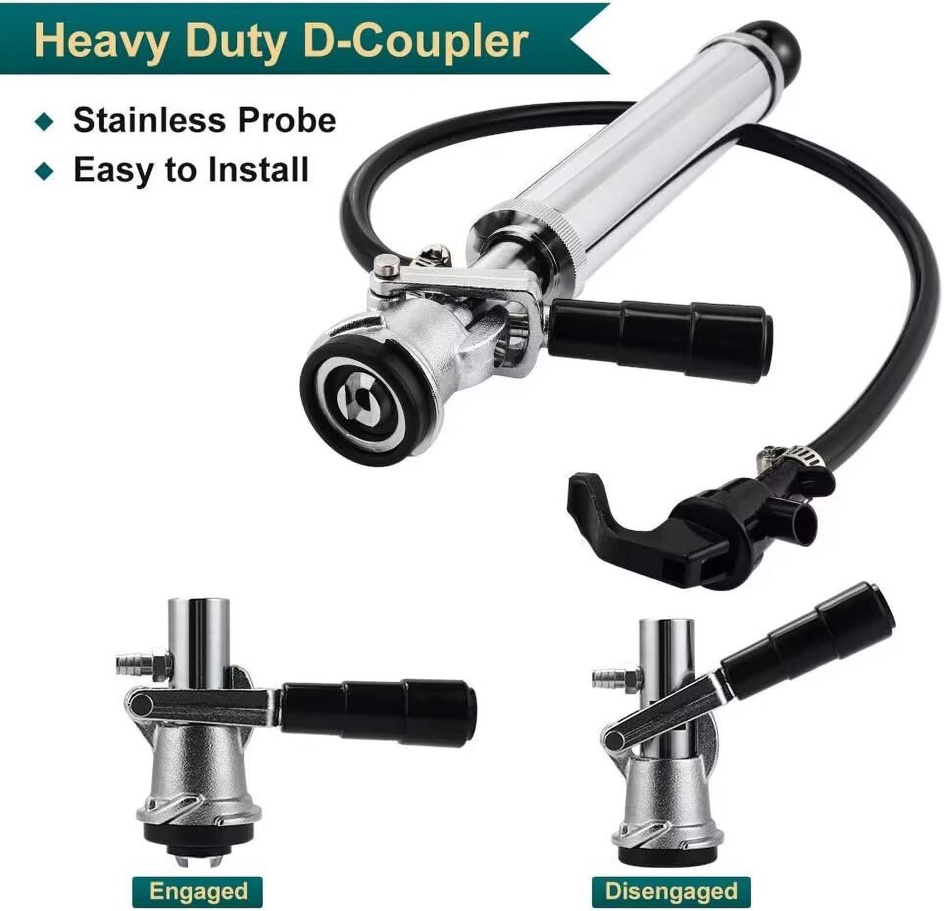 Wellbom Beer Keg Tap American D-System Keg Party Pump 4'' Picnic Pump with Beer Faucet & Hose for Homebrew