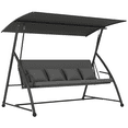 thumbnail image 1 of Outsunny Patio Swing Chair, 3 Person Convertible Hammock, Dark Grey, 1 of 10