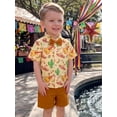 thumbnail image 4 of BemeyourBBs Cinco De Mayo Baby Boy Outfit Toddler Baby Boy Mexican Fiesta Outfits Infant Boy Summer Clothes Cactus Guitar Print Bowtie Short Sleeve Button Down Shirt Elastic Waist Pockets Shorts Set, 4 of 9