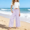 thumbnail image 5 of Grblisyd Girls Pants Size 10-12 Kids Striped Casual Elastic High Waist Cotton Linen Trousers with Pockets, 5 of 6