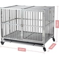 thumbnail image 2 of QinaQin Jaula plegable para perro de acero inoxidable con ruedas, charola y techo, kennel mediano con cerradura, fácil de mover, limpiar y resistente al óxido, 2 of 8