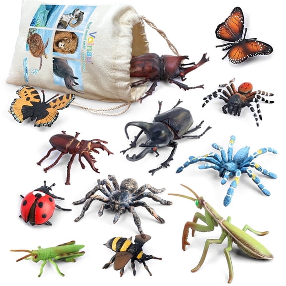 Volnau Bug Toys Figurines 12PCS Insect Animal Figures Decoration Educational Butterfly Plastic Model