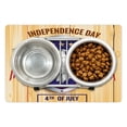 thumbnail image 1 of 4th of July Pet Mat for Food and Water, American Bald Eagle and Flags Pattern on a Heraldic Emblem Design Wooden Board, Non-Slip Rubber Mat for Dogs and Cats, 18" X 12", by Ambesonne, 1 of 2