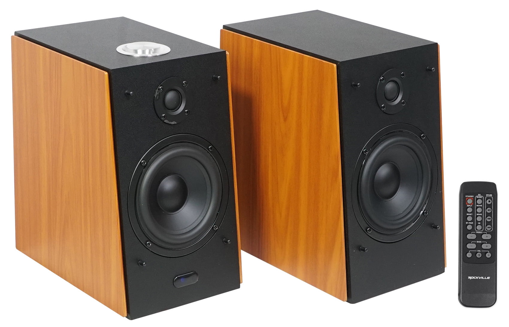 (2) Rockville HD5 5" Powered Bookshelf Speakers Bluetooth Monitors w/29" Stands