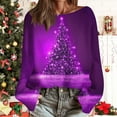thumbnail image 2 of RXMEKW Chandail Graphique de Noël en Tricot pour Femmes à Manches Longues et Col Rond pour l'Automne, Tenue Décontractée en Violet, 2 of 6