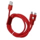 thumbnail image 2 of Cable de carga rápida USB múltiple trenzado de nailon 3 en 1 para puertos IOS/Tipo C/Micro USB Rojo, 2 of 14