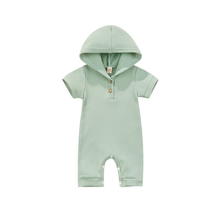 

Musuos Baby Boy Girl Short Sleeve Hooded Romper Bodysuit One Piece Jumpsuit