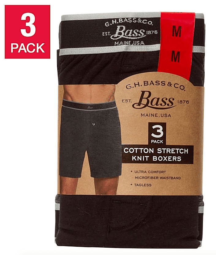 G. H. Bass & Co. Knit Boxers Men's Underwear. Cotton Stretch Knit