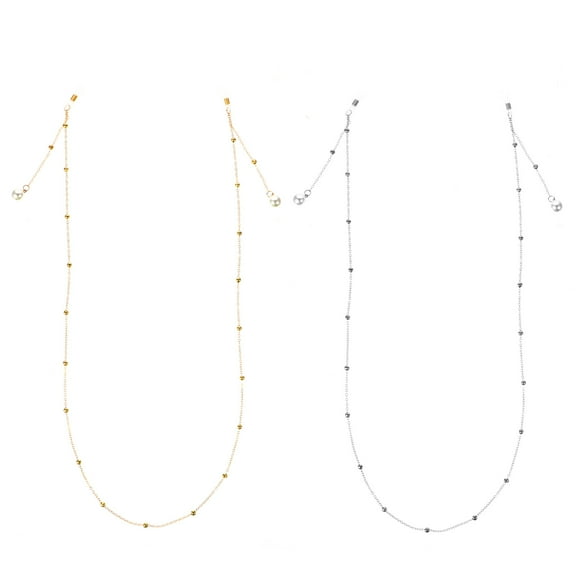 2pcs Glasses Hanging Non-slip Chains Metal Hanging Lanyards (Golden   Silver)
