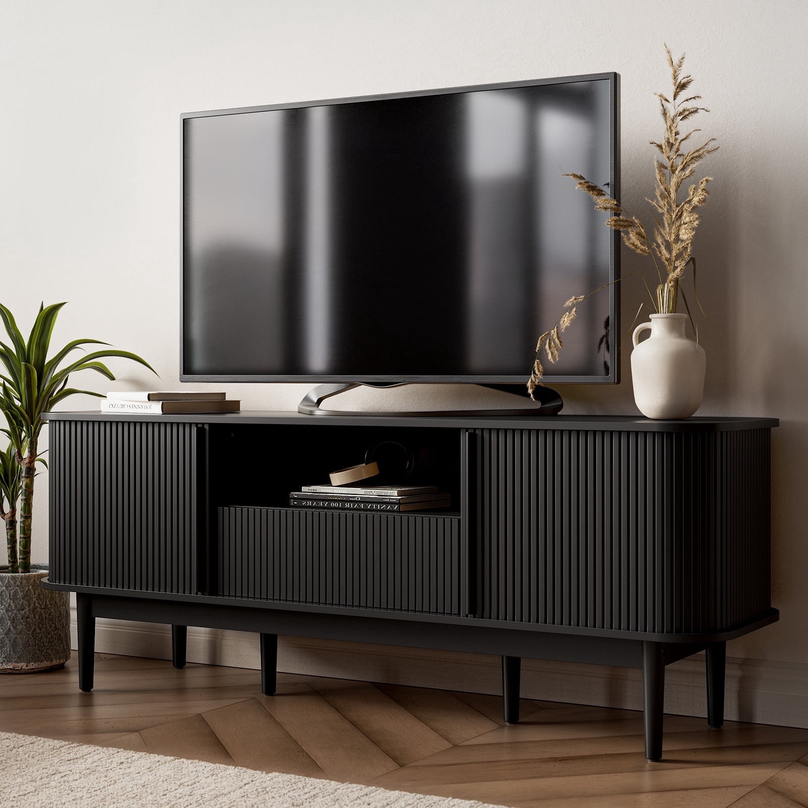 FURNIWAY Modern TV Stand with Storage, Entertainment Center up to 70 Inches