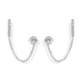 thumbnail image 2 of PAVOI Women's Rhodium Flash Plated Dangle Huggie and Stud with Cubic Zirconia, Double Piercing Earrings, 2 of 5