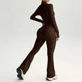 thumbnail image 4 of Womens Two Piece Tracksuit Yoga Set Long Sleeve Zipper Jacket with Athletic High Waist Flare Leggings Workout Outfit, 4 of 8