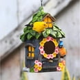 thumbnail image 2 of JIhuahe Outdoor Hanging Bird House for Swallows and Sparrows, Distressed Resin Pet Cottage, Garden Patio Decoration with Hummingbird Appeal, Durable Construction,As shown, 2 of 5