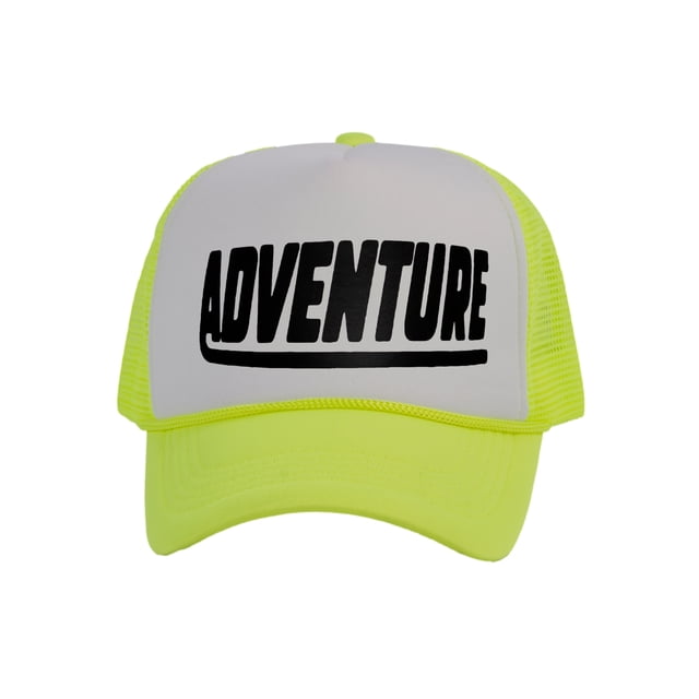 Men's Adventure Hat Outdoor Trucker Cap, White/Neon Yellow