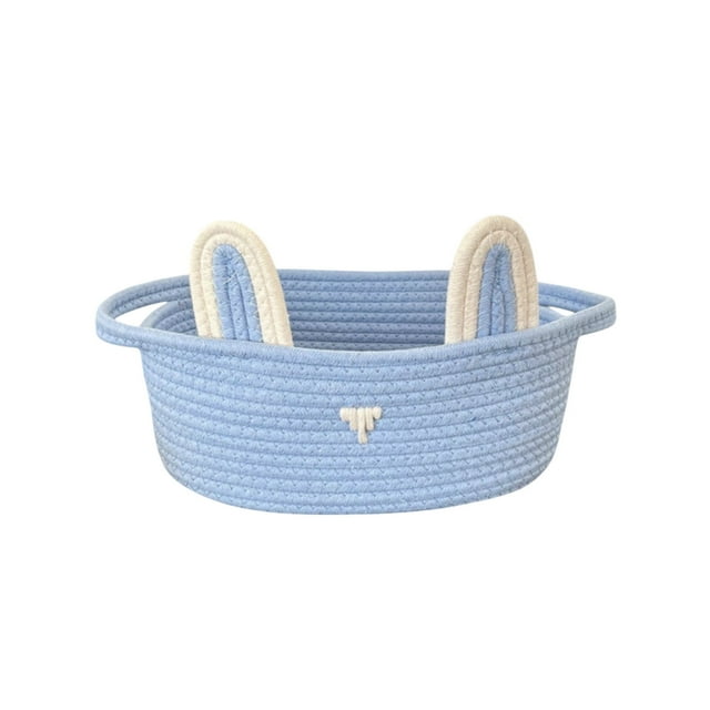 Cesta pequeña para la búsqueda de huevos de Pascua, cesta de Pascua para niños, adorable cesta de conejito, cesta tejida colorida, regalo de primera Pascua para bebés y niños, 30 x 20 x 13 cm