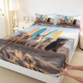 thumbnail image 4 of Homewish Cartoon Pet Dog Bed Sheets,Ocean Beach Full Size Sheets,Vintage Surfboard Decor,4-Piece,1 Flat Sheet, 1 Fitted Sheet and 2 Pillowcases, 4 of 6