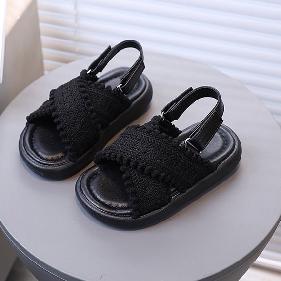 hengsof Boys' Fashionable Casual Sandals for Spring Summer Comfortable Open Toe Beach Shoes Solid Color Cross Strap Reversible Slippers