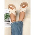 thumbnail image 4 of Women Criss Cross Strap Espadrille Slide Sandals, Vacation Outdoor Polyester Flat Sandals, 4 of 4