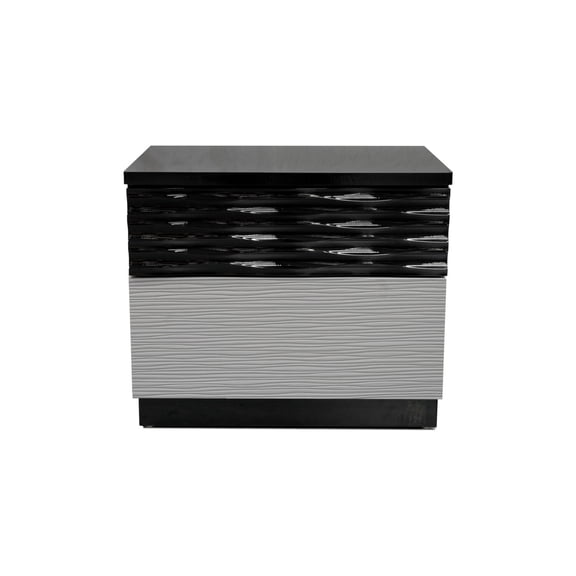 Best Master Romania 2-Drawer Poplar Wood Bedroom Nightstand in Black/ Zebra