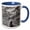 Blue/White, variant on 3drose, Head Shot of a Stag, Highlands of Scotland, 11oz Two-tone Green Mug