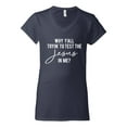 thumbnail image 2 of Wild Bobby Why Y'all Tryin' to Test the Jesus in Me? Inspirational/Christian Women Standard V-Neck Tee, Navy, Medium, 2 of 5
