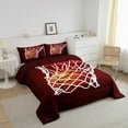 thumbnail image 3 of Erosebridal 3D Basketball Bedding Sets Full with Comforter, Red Orange Duvet Insert, Modern Ball Game Decor, Super Cozy 3pcs, 3 of 8