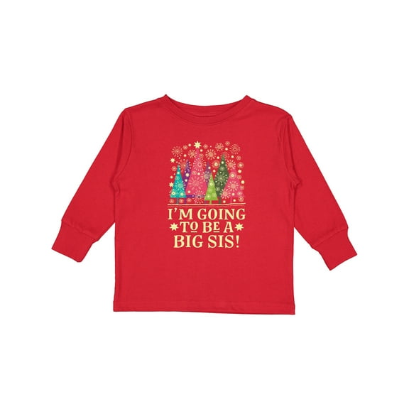Inktastic Big Sis Christmas Sister Announcement Girls Long Sleeve Toddler T-Shirt