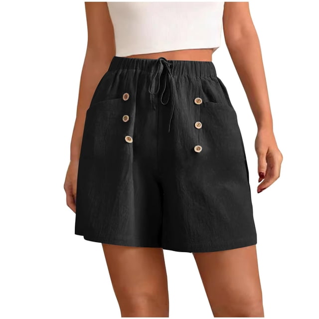 FNFYFH Clearance Womens Running Loose Fit Solid Color Summer Athletic Shorts Quick Dry Training Shorts,Black