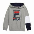 thumbnail image 2 of Fila Logo Fleece Boys Active Hoodies Size S, Color: Grey/Red/Blue, 2 of 2