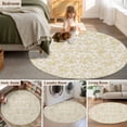 thumbnail image 5 of Farmhouse Yellow Round Area Rug 6 FT, Non Slip Bedroom Rugs, Vintage Flower Leaf Botanical Plant Washable Soft Circular Carpet Non-Shedding Floor Mat for Kitchen Dining Room Home Office Kids Room, 5 of 8