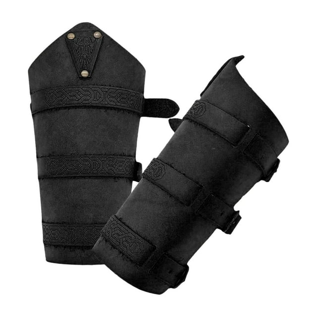 2 x Muñequeras Strade Fareast Limited PU accesorios de disfraz vintage para adultos Cos Negro